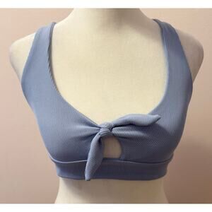 L*SPACE Ribbed Knotted Tara S Riv Bikini Top Size D (top only!)